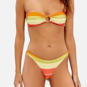 NWT VIX Striped Bandeau cheeky Bikini Set size large